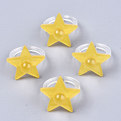 (vente d'usine de fêtes de bijoux) anneaux de manchette en acrylique transparent, anneaux ouverts, étoiles du nord, or, nous taille 8 1/4 (18.3mm)