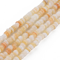 Eau douce naturelle de coquillage perles brins, perles heishi, Plat rond / disque, couleur de coquillage, 3~4x0.3~3mm, Trou: 0.6mm, Environ 215~218 pcs/chapelet, 14.96 pouce ~ 15.16 pouces (38 cm ~ 38.5 cm)