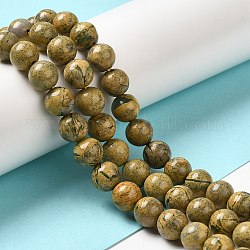 Brins de perles en pierre verdite naturelle, grade AB, ronde, 8mm, Trou: 1mm, Environ 51 pcs/chapelet, 16.14'' (41 cm)