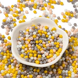 Perles en verre, facette, rondelle, jaune, 4x3mm, Trou: 0.4mm, environ 820 pcs/60 g