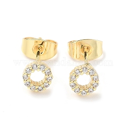 Pendientes de tuerca de circonio cúbico con micro pave de latón, anillo de joyería para mujer, dorado, 5.5mm