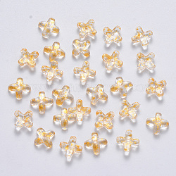 Perles de verre peintes par pulvérisation transparent, trèfle, clair, 8x8x3mm, Trou: 0.9mm
