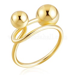 925 кольцо-манжета с двойными шариками из стерлингового серебра для женщин, золотые, размер США 5 1/4 (15.9 мм)