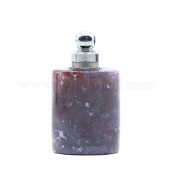 Colgantes de botella de perfume de ágata india natural, con fornituras de aleación de color al azar, para aceite esencial, perfume, cilindro elíptico, 32x18mm