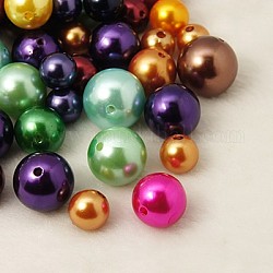 Acrylic Pearl Beads, Mardi Gras Beads, Round, Mixed Color, 12~20mm, Hole: 2~2.5mm
