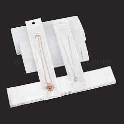 Pandahall elite 100pcs 2 estilos tarjetas de exhibición de joyería de cartón, para collares, etiquetas colgantes de joyería, con 100 Uds. Bolsas de embalaje opp, rectángulo con la palabra, blanco, tarjetas: 19.5~22x3.5~4x0.05 cm, 50 piezas / style, bolsas: 27x5cm