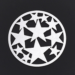 Maillons en aluminium en filigrane, liens de estampes filigrane découpés au laser, plat et circulaire avec étoile, couleur argentée, 50x1mm