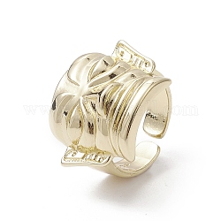 Anillos de puño abiertos de latón chapado en rack, anillos de banda ancha de máscara, real 18k chapado en oro, diámetro interior: 16.8 mm