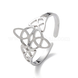 Nudo de marinero 304 anillo de puño abierto hueco de acero inoxidable para mujer, color acero inoxidable, diámetro interior: 18 mm