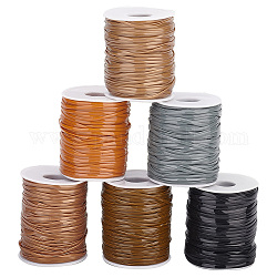 PH PandaHall 300m Flat Lanyard String, 6 Colors Plastic Lacing Cord Gimp String Brown Theme PVC String for Jewelry Bracelet and Lanyard Weaving, Anklets, Keychain, Arts and Crafts, School Project