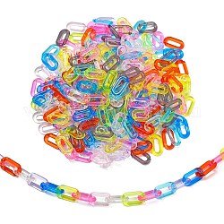 300 Uds 10 colores anillos de enlace de acrílico transparente, conector de enlace rápido, oval, para la fabricación de cadenas de clips, color mezclado, 20x11x3mm, diámetro interior: 13.5x4 mm