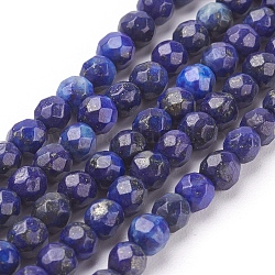 Filo di Perle lapis lazuli naturali , tondo sfaccettato, blu notte, 4mm, Foro: 1 mm, circa 96pcs/filo, 15.7 pollice