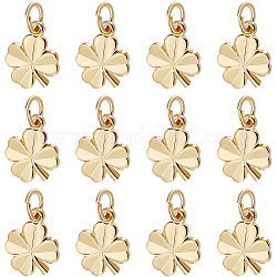 Beebeecraft 40Pcs Brass Charms, Clover, Cadmium Free & Nickel Free & Lead Free, Real 18K Gold Plated, 11x9x1mm, Hole: 3mm