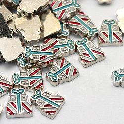 Enamel Style Alloy Cabochons, Floating Charms, DIY for Floating Lockets Glass Living Memory Lockets, Gift, Platinum, 9x7.8x2mm