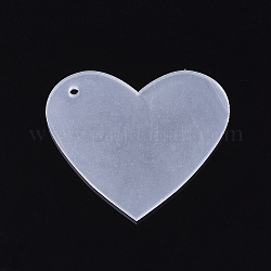 Pendentifs acryliques transparents, cœur, clair, 46x52.5x2.5mm, Trou: 2.5mm