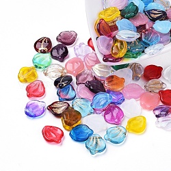 Perles de verre tchèques, galvanisé / teint / transparent / couleur incrustation or / imitation opalite, feuille, couleur mixte, 14.5x12.5x4mm, trou: 0.8 mm, environ 117~123 PCs / sachet 