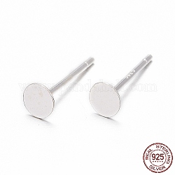 925 Sterling Silver Stud Earring Findings, with 925 Stamp, Silver, 11.3x4mm, Pin: 0.8mm