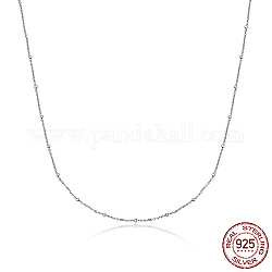 925 Sterling Silver Satellite Chains Necklaces, Platinum, 18.90 inch(48cm)