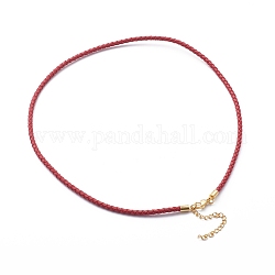Fabricación de collares de cordón de poliéster encerado trenzado, con 304 de acero inoxidable broches pinza de langosta, dorado, rojo, 18-3/4 pulgada (47.5 cm)