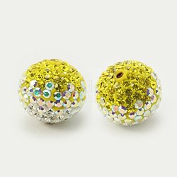 Austrian Crystal Beads, Pave Ball Beads, with Polymer Clay inside, Round, 249_Citrine, 18mm, Hole: 1mm