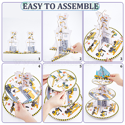 Wholesale CRASPIRE Excavator Cardboard Cupcake Stands 3-Tier Paper Cartoon  Style Cake Display Stand Vehicle Dessert Tower Baby Shower Paper Cake Stand  for Gathering Decoration Birthday Party 