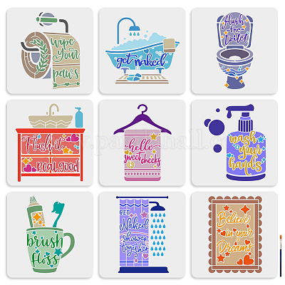 Wholesale 9pcs Toiletries Stencils 11.8×11.8inch Large Bathroom ...