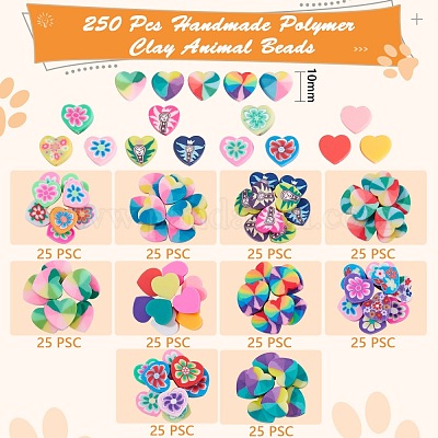 250pcs 10 Art handgemachte Polymer-Ton-Perlen&nbsp;CLAY-SZ0001-53-1