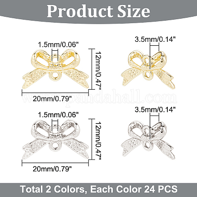 Shop DICOSMETIC 48Pcs 2 Colors Bowknot Link Charm Butterfly