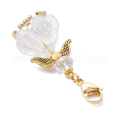 Engel-Anhänger aus Glasperlen und Legierung&nbsp;HJEW-MZ00190-10-1