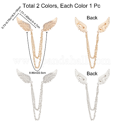 Suit Brooch with Chain Accessories Men's Brooch Angel Wing Brooch Pin