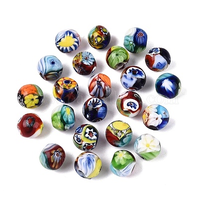 Handgemachte Millefiori Glas runde Perlen&nbsp;LA-N001-01A-12MM-1