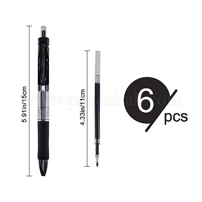 Zre 6pcs Black Gel Pens 0 5mm Pens Fine Point Smooth Writing Pens  Retractable Fine Tip