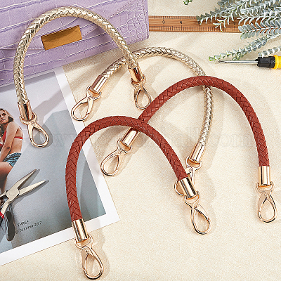 stücke farben pu leder weben taschengriffe, mit Alu-Schnallen, für  Taschenriemen Ersatzzubehör, Mischfarbe, cm, je Farbe