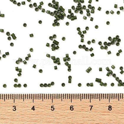 シリンダーシードビーズ  つや消し色  均一サイズ  ダークオリーブグリーン  2x1.3~1.5mm  穴：0.8~1mm  約888個/10g X-SEED-H001-C06-1