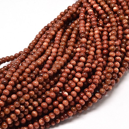 Synthetic Goldstone Round Bead Strands X-G-P072-02-8mm-1