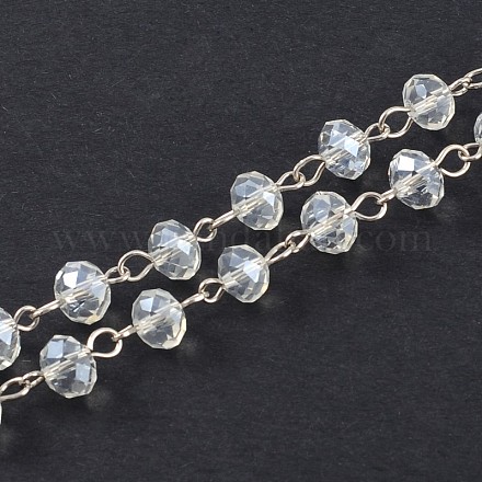 Catene di perle in vetro rondelle fatte a mano per creazione di bracciali collane AJEW-JB00120-01-1