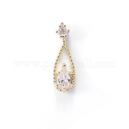 Chinese lute Shape Brass Micro Pave Clear Cubic Zirconia Nail Gems Set MRMJ-T015-41G-04-1
