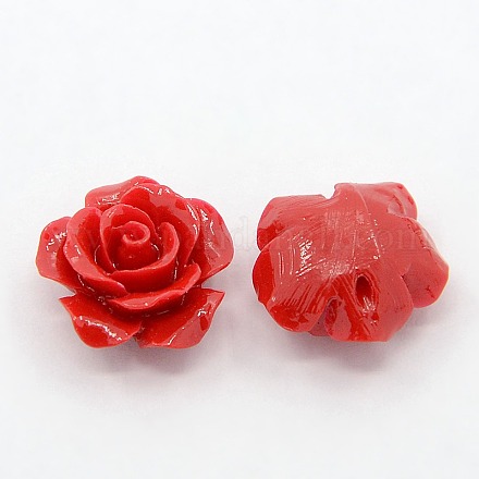 Synthetic Coral 3D Flower Rose Beads X-CORA-A005-14mm-04-1