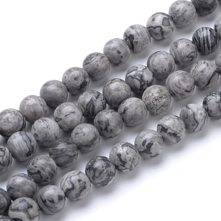 Chapelets de perles en pierre de carte/pierre picasso/picasso jasper naturelles  X-G-R345-6mm-41-1