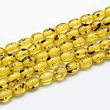 Buddhist Jewelry Beaded Findings Resin Imitation Amber Oval Bead Strands X-RESI-L002-H08-1