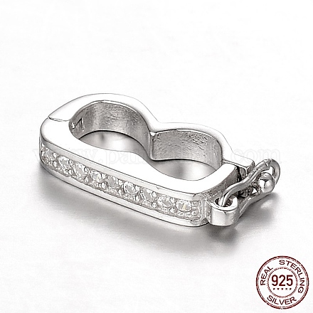 Rhodium Plated 925 Sterling Silver Rhinestone Twister Clasps STER-N014-18-1