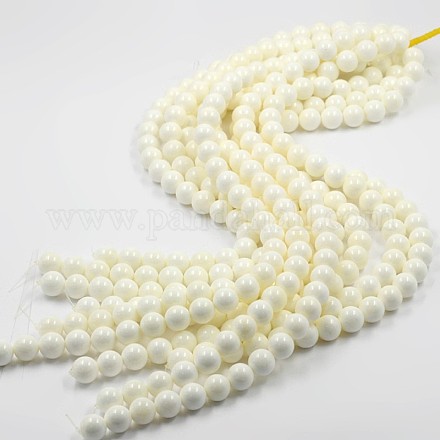 Shell normal de perles blanches de brins BSHE-E002-02-8mm-1