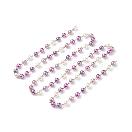 Cadena de perlas de vidrio hecha a mano AJEW-JB01134-02-1