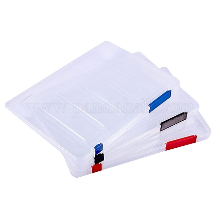 3Pcs 3 Colors Portable Transparent Plastic A4 File Box CON-SZ0001-15-1