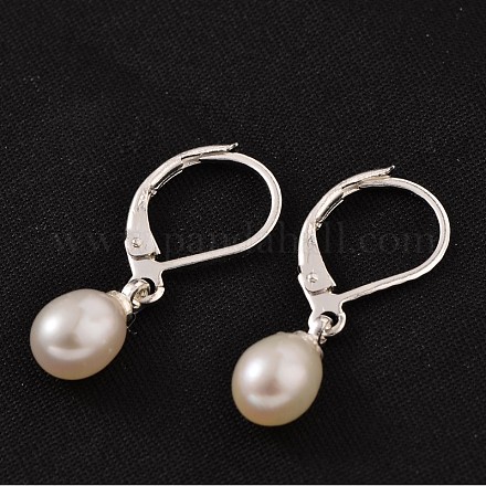 Orecchini pendenti con perla d'acqua dolce a goccia EJEW-JE01796-1
