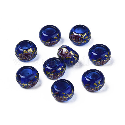 Perles rondelles acryliques transparentes imprimées de fleurs TACR-S160-01-A03-1