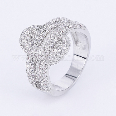 Brass Micro Pave Cubic Zirconia Finger Rings RJEW-E145-30P-1