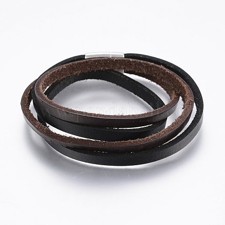 Two Loops Leather Cord Warp Bracelets BJEW-F325-03P-1