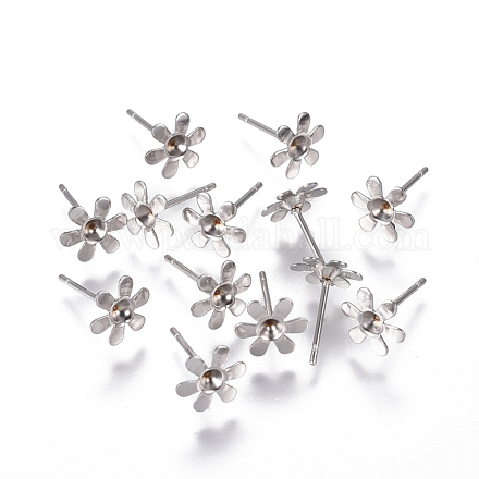 304 Stainless Steel Ear Stud Components STAS-F222-045-1