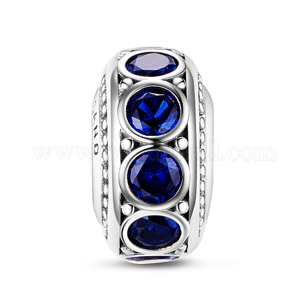 TINYSAND 925 Sterling Silver Royal Blue Legend Cubic Zirconia European Beads TS-C-176-1